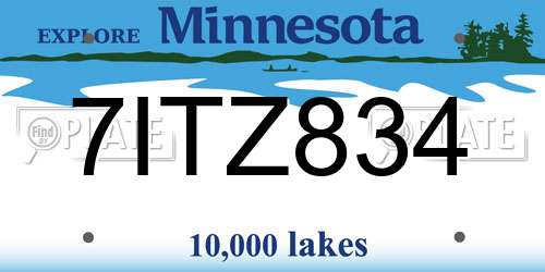 7ITZ834 Minnesota License Plate