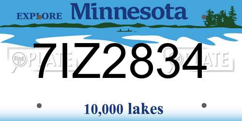 7IZ2834 Minnesota License Plate