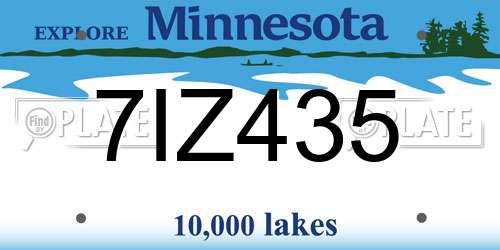 7IZ435 Minnesota License Plate