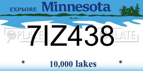 7IZ438 Minnesota License Plate