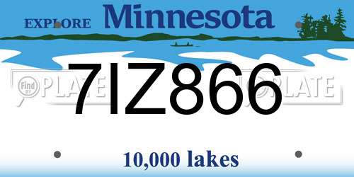 7IZ866 Minnesota License Plate