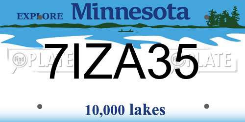 7IZA35 Minnesota License Plate
