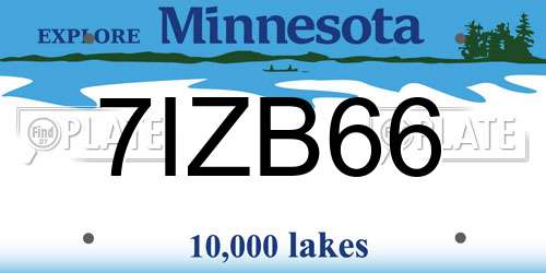7IZB66 Minnesota License Plate
