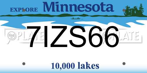 7IZS66 Minnesota License Plate