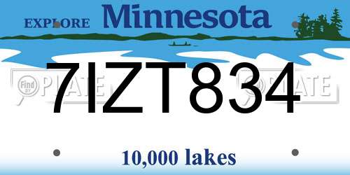 7IZT834 Minnesota License Plate