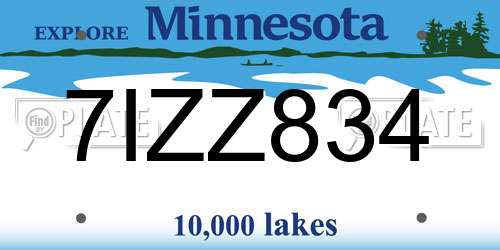 7IZZ834 Minnesota License Plate