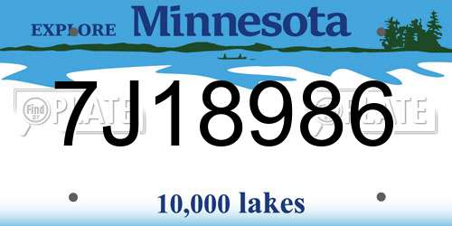 7J18986 Minnesota License Plate
