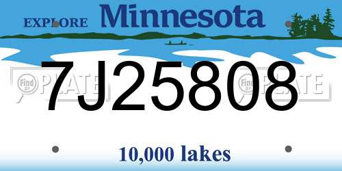 7J25808 Minnesota License Plate