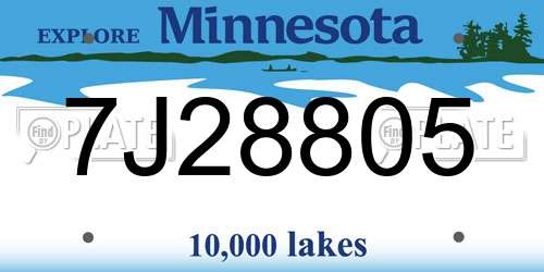 7J28805 Minnesota License Plate