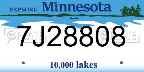 7J28808 Minnesota License Plate