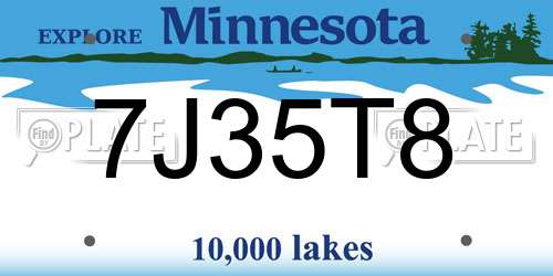 7J35T8 Minnesota License Plate