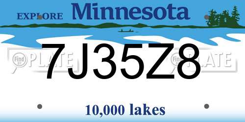 7J35Z8 Minnesota License Plate