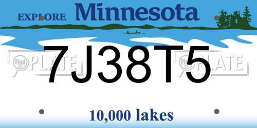 7J38T5 Minnesota License Plate