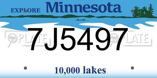 7J5497 Minnesota License Plate