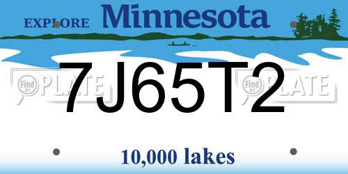 7J65T2 Minnesota License Plate