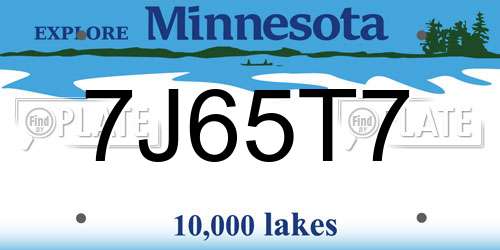 7J65T7 Minnesota License Plate