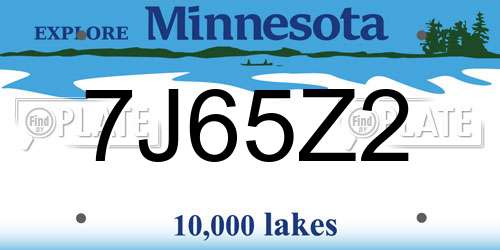 7J65Z2 Minnesota License Plate