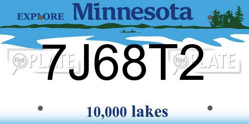 7J68T2 Minnesota License Plate