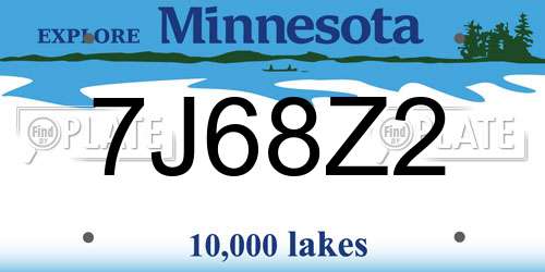 7J68Z2 Minnesota License Plate