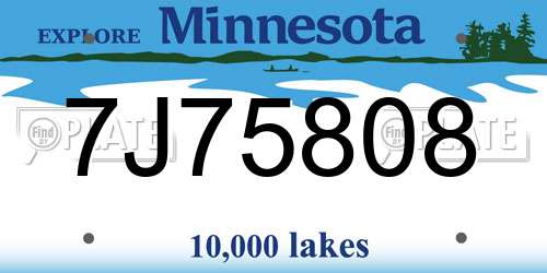 7J75808 Minnesota License Plate