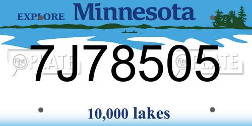 7J78505 Minnesota License Plate