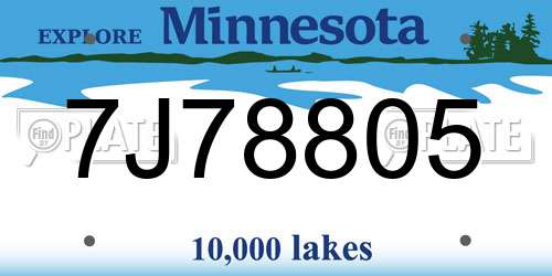 7J78805 Minnesota License Plate