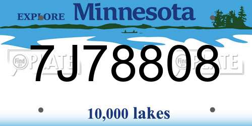 7J78808 Minnesota License Plate