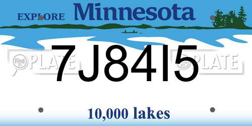 7J84I5 Minnesota License Plate