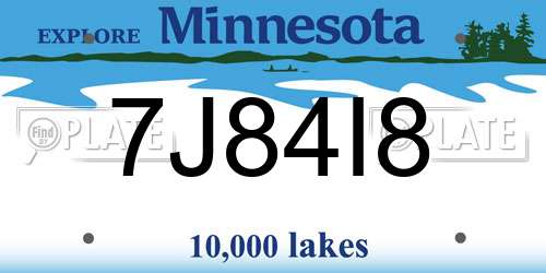 7J84I8 Minnesota License Plate