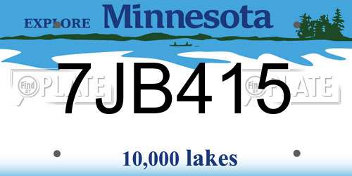 7JB415 Minnesota License Plate