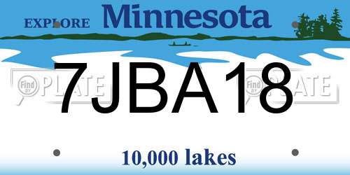 7JBA18 Minnesota License Plate