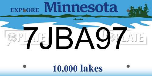 7JBA97 Minnesota License Plate
