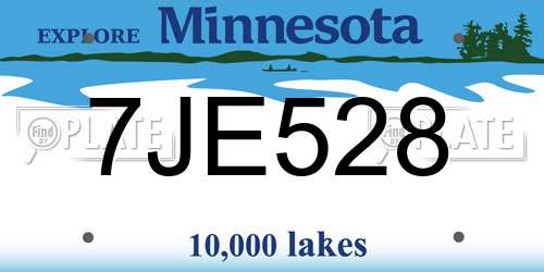 7JE528 Minnesota License Plate