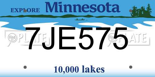 7JE575 Minnesota License Plate