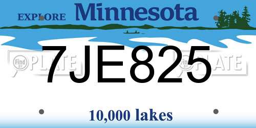 7JE825 Minnesota License Plate
