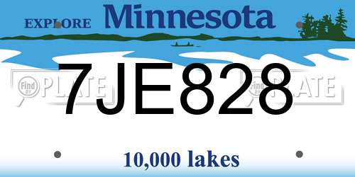 7JE828 Minnesota License Plate