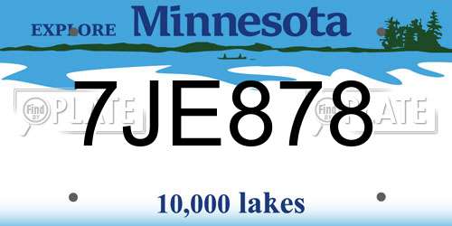 7JE878 Minnesota License Plate