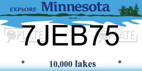 7JEB75 Minnesota License Plate