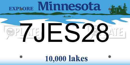 7JES28 Minnesota License Plate