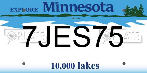 7JES75 Minnesota License Plate