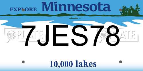 7JES78 Minnesota License Plate