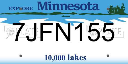7JFN155 Minnesota License Plate