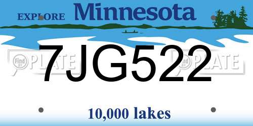 7JG522 Minnesota License Plate