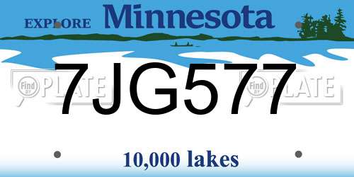 7JG577 Minnesota License Plate