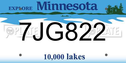 7JG822 Minnesota License Plate