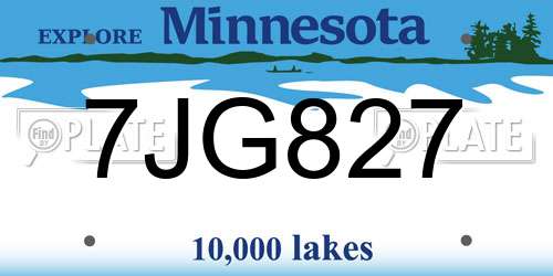 7JG827 Minnesota License Plate