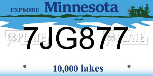 7JG877 Minnesota License Plate