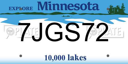 7JGS72 Minnesota License Plate
