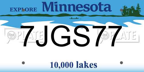 7JGS77 Minnesota License Plate