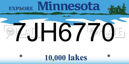 7JH6770 Minnesota License Plate